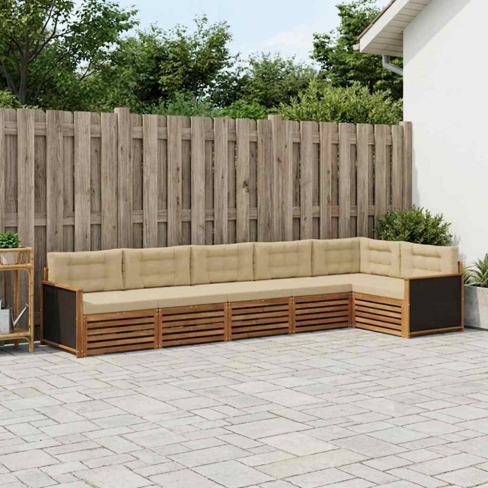 vidaXL Utomhussoffset 6 pcs Naturlig och Beige 406 x 168,5 x 73 cm