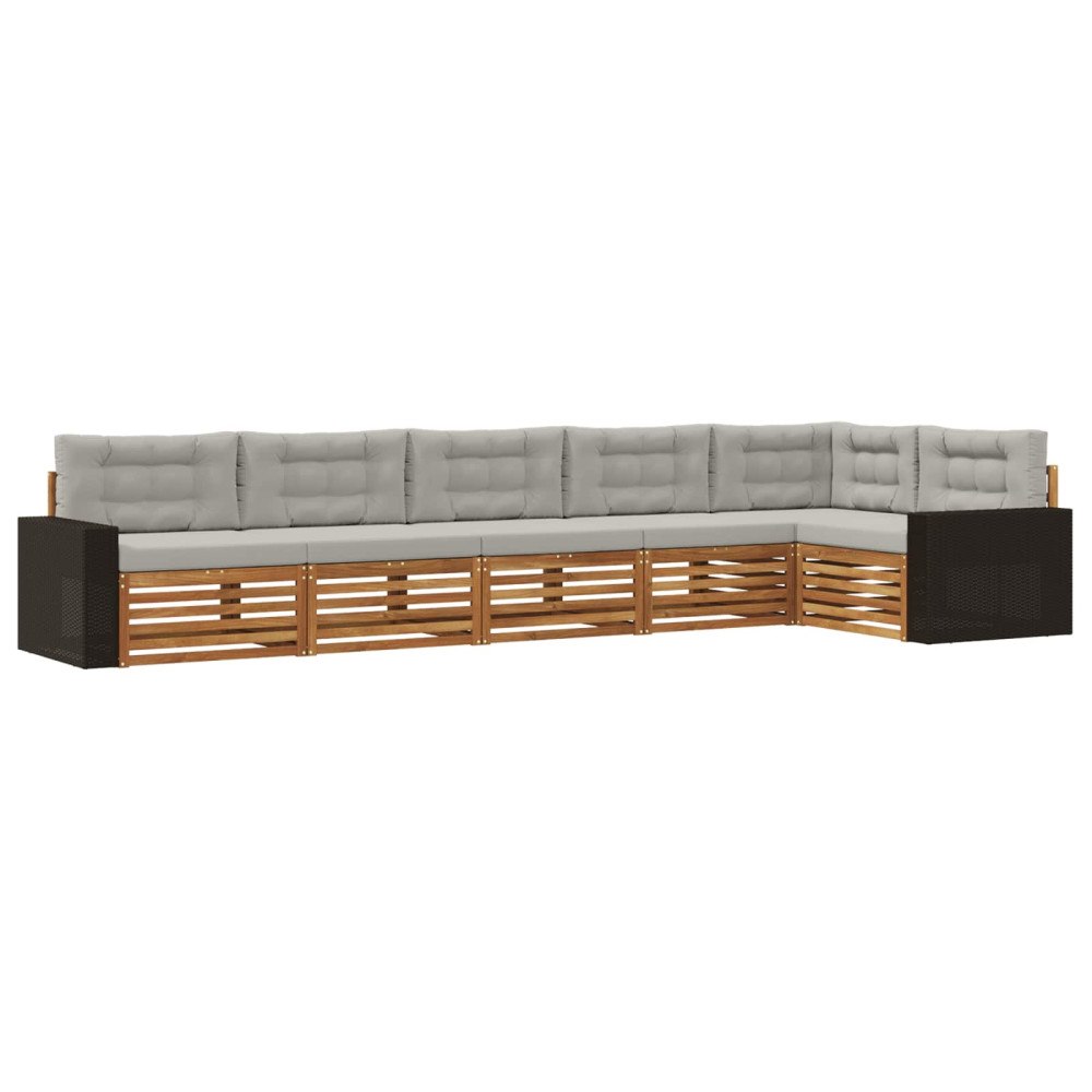 vidaXL Utomhussoffset 6 pcs Naturlig och ljusgrå 402 x 172,5 x 73 cm