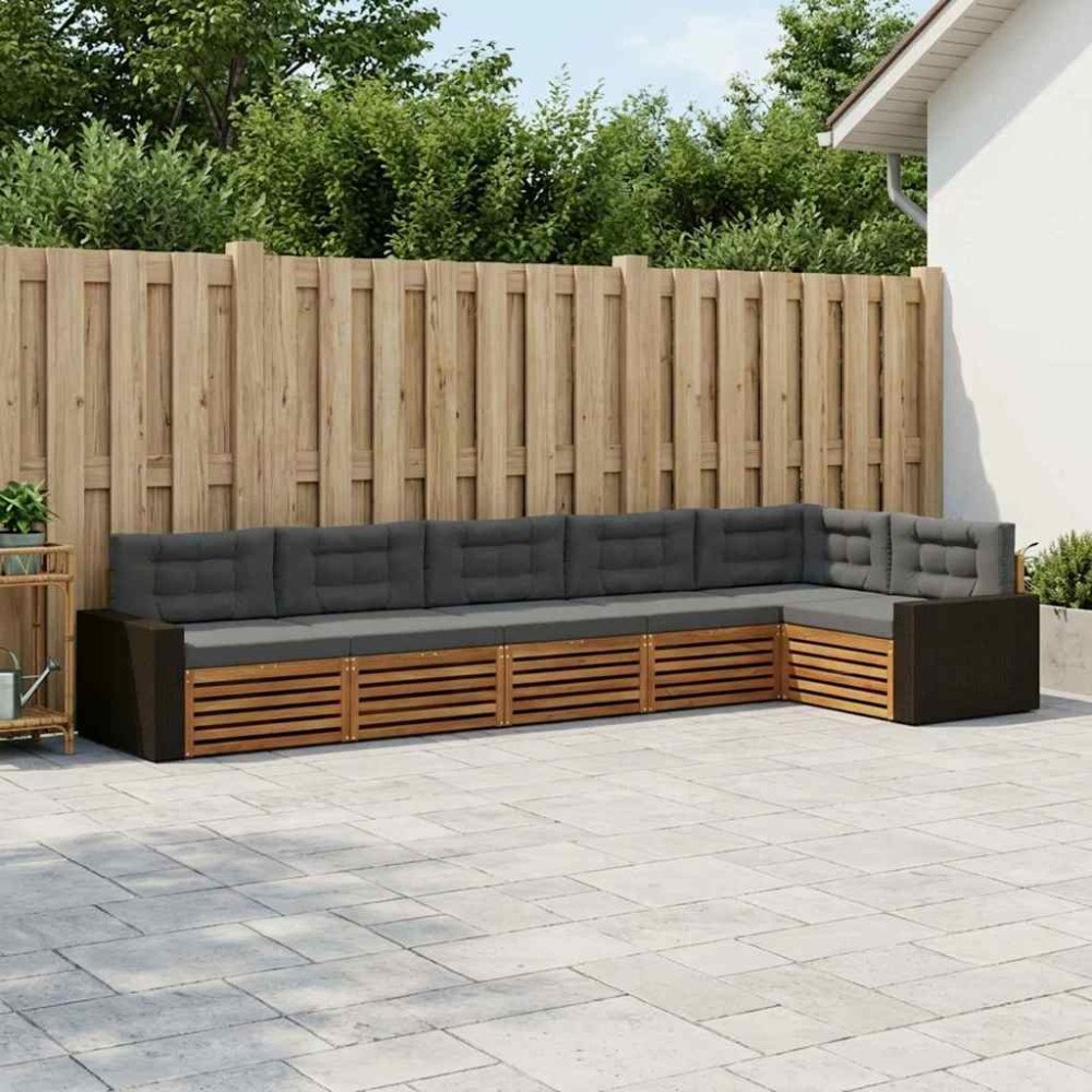 vidaXL Utomhussoffset 6 pcs Naturlig och Antracit 402 x 172,5 x 73 cm