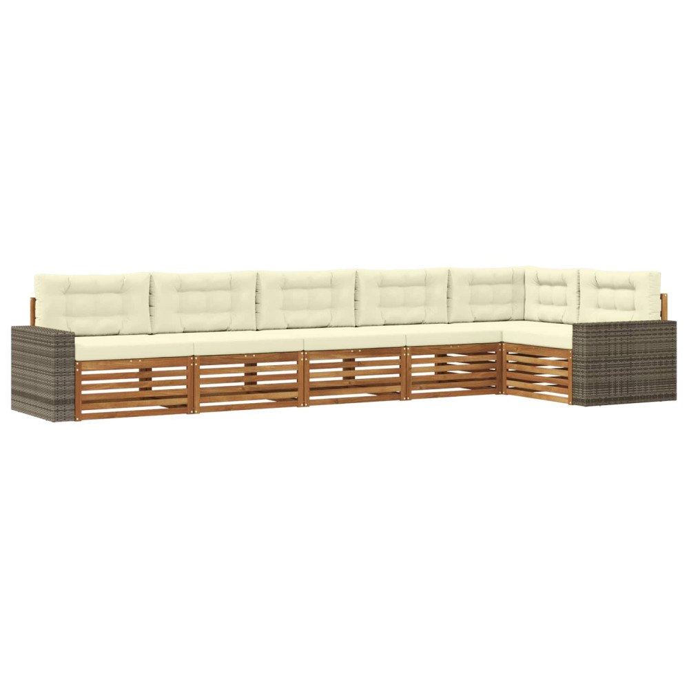 vidaXL Utomhussoffset 6 pcs Naturlig och Grädde 402 x 172,5 x 73 cm