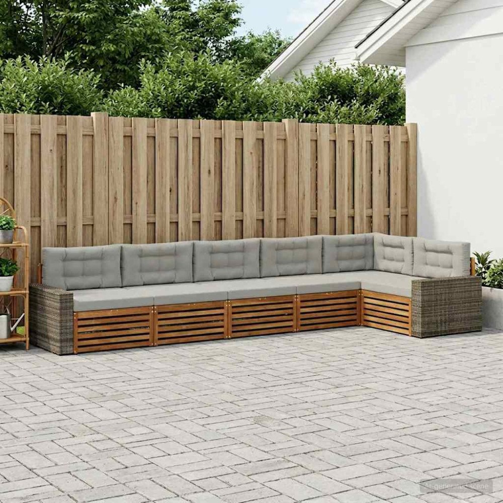 vidaXL Utomhussoffset 6 pcs Naturlig och ljusgrå 402 x 172,5 x 73 cm