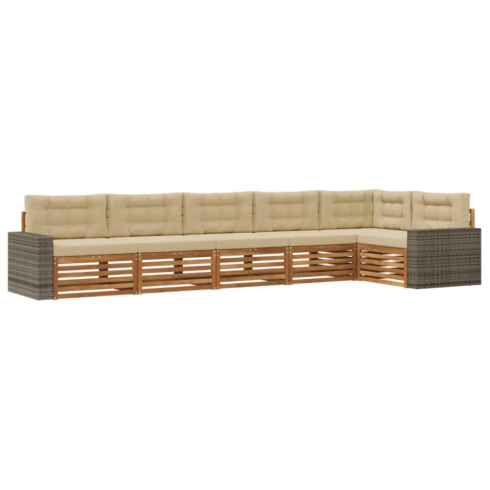 vidaXL Utomhussoffset 6 pcs Naturlig och Beige 402 x 172,5 x 73 cm