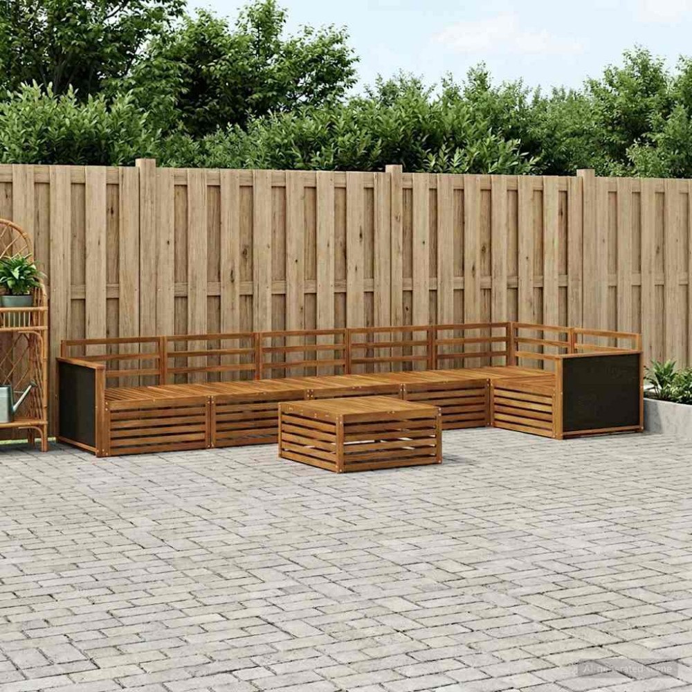 vidaXL Utomhussoffset 7 pcs Naturlig 79 x 79 x 37 cm Massivt Akaciaträ