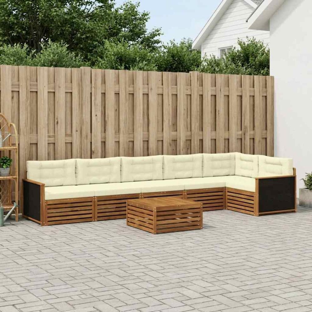 vidaXL Utomhussoffset 7 pcs Naturlig och Grädde 79 x 79 x 37 cm