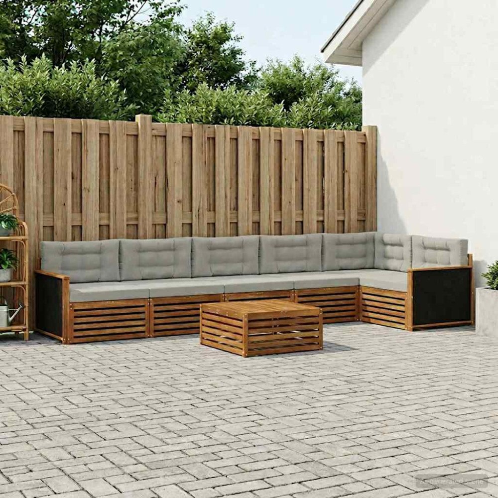 vidaXL Utomhussoffset 7 pcs Naturlig och ljusgrå 79 x 79 x 37 cm