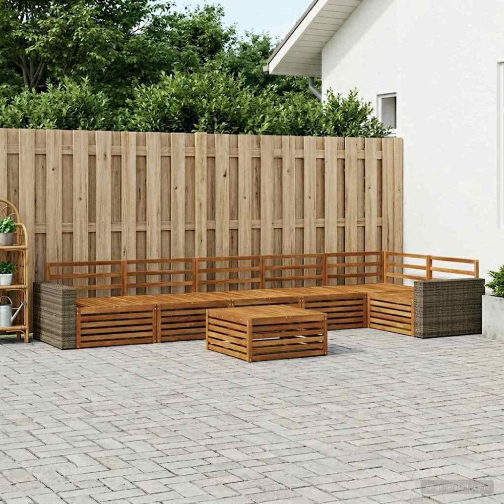vidaXL Utomhussoffset 7 pcs Naturlig 79 x 79 x 37 cm Massivt Akaciaträ