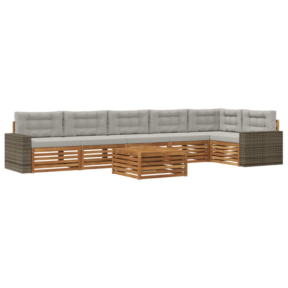 vidaXL Utomhussoffset 7 pcs Naturlig och ljusgrå 79 x 79 x 37 cm