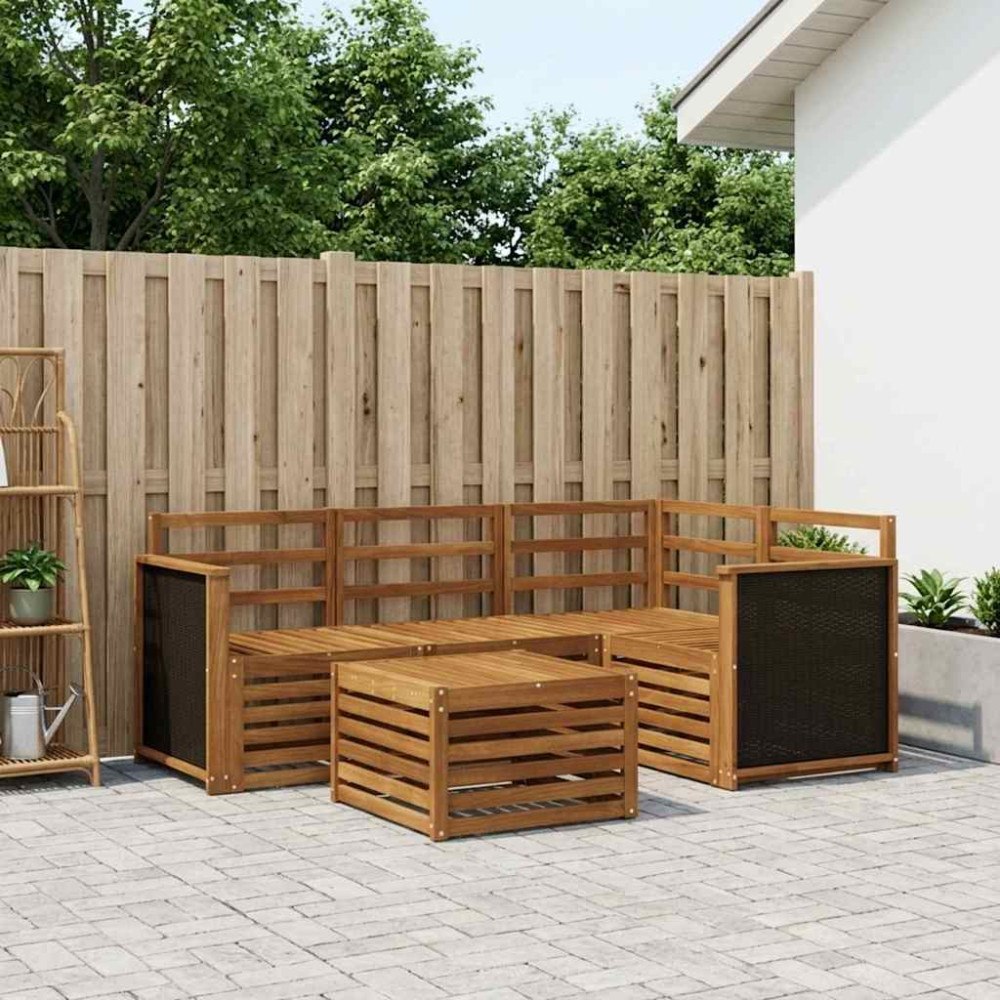 vidaXL Utomhussoffset 5 pcs Naturlig 59 x 59 x 37 cm Polyester