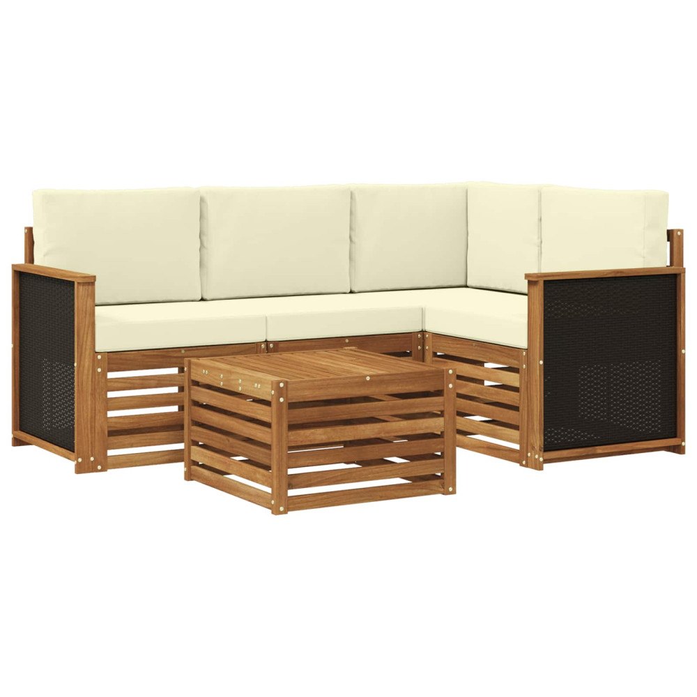 vidaXL Utomhussoffset 5 pcs Naturlig och Grädde 59 x 59 x 37 cm