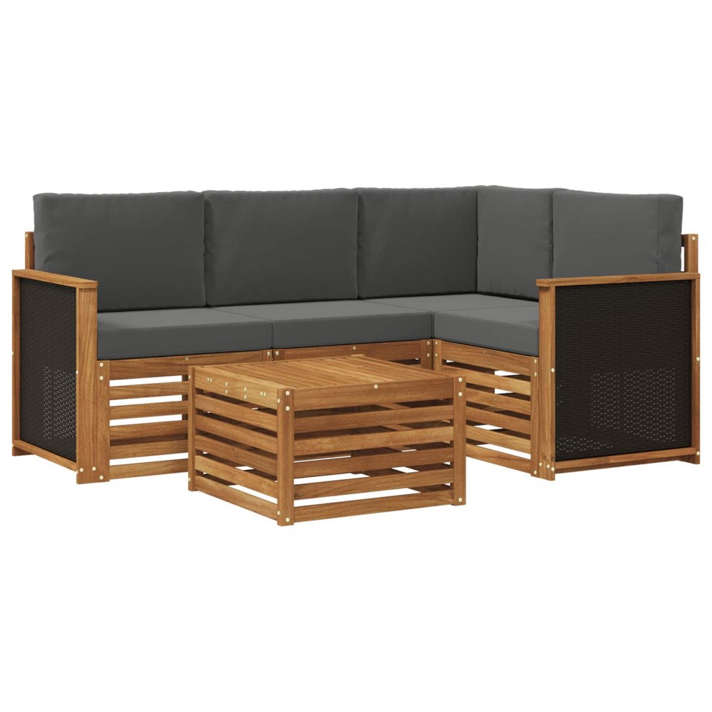 vidaXL Utomhussoffset 5 pcs Naturlig och Antracit 59 x 59 x 37 cm