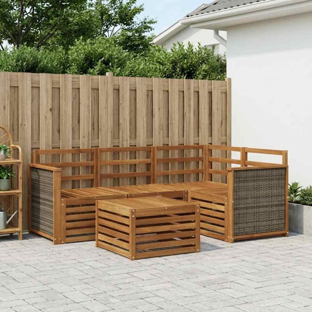 vidaXL Utomhussoffset 5 pcs Naturlig 59 x 59 x 37 cm Polyester