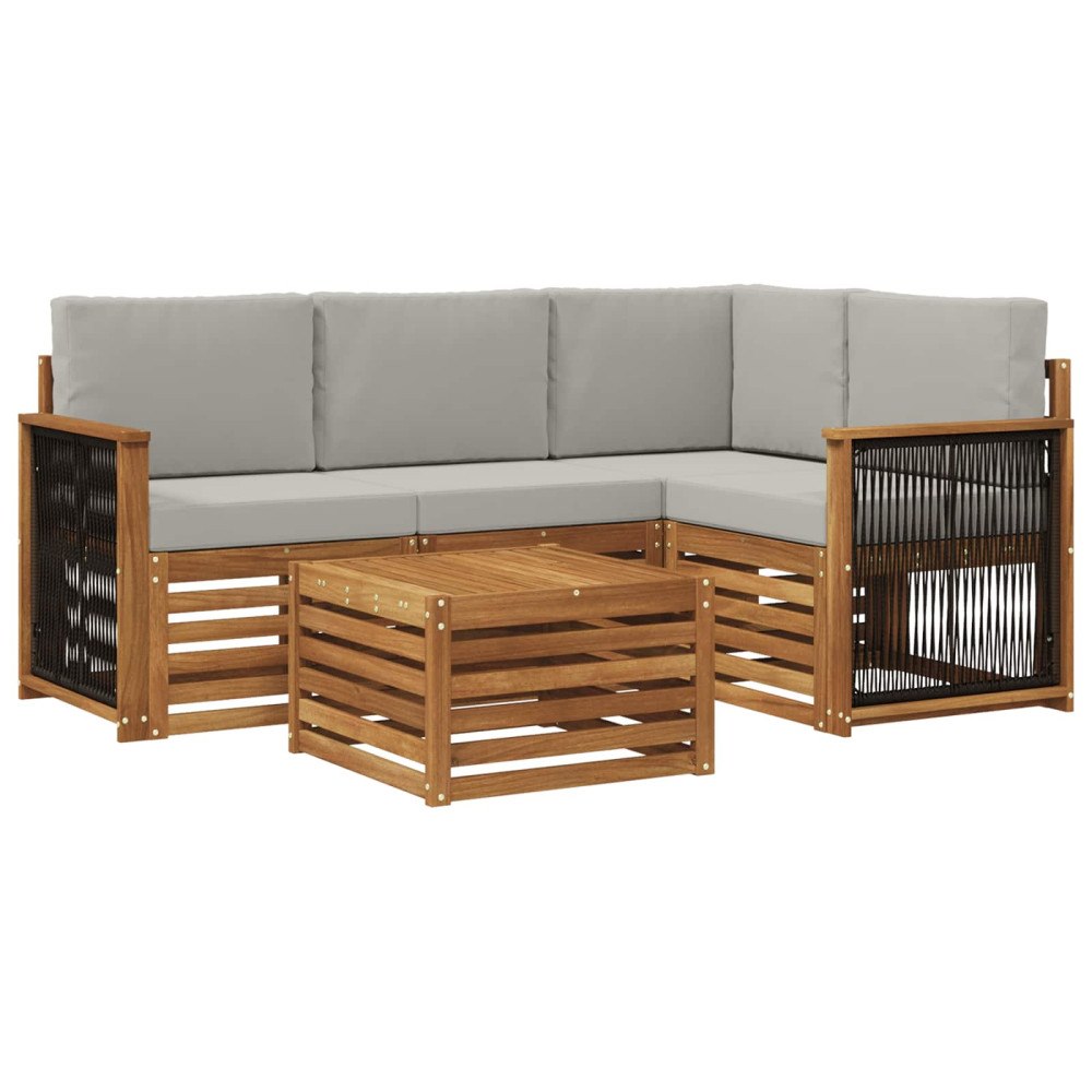vidaXL Utomhussoffset 5 pcs Naturlig och ljusgrå 59 x 59 x 37 cm