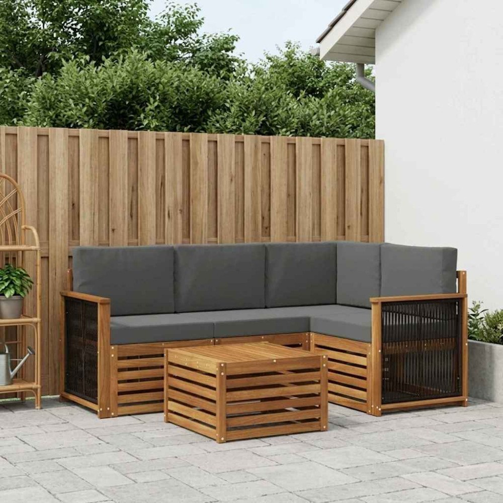 vidaXL Utomhussoffset 5 pcs Naturlig och Antracit 59 x 59 x 37 cm