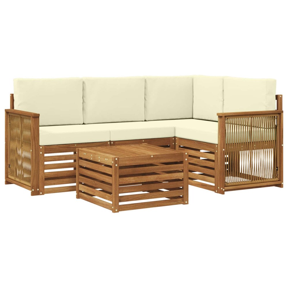 vidaXL Utomhussoffset 5 pcs Naturlig och Grädde 59 x 59 x 37 cm