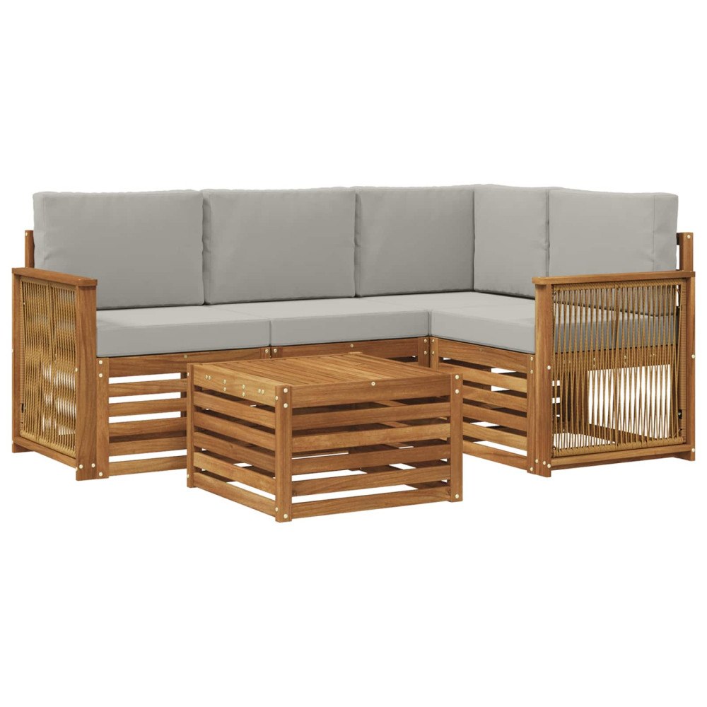 vidaXL Utomhussoffset 5 pcs Naturlig och ljusgrå 59 x 59 x 37 cm