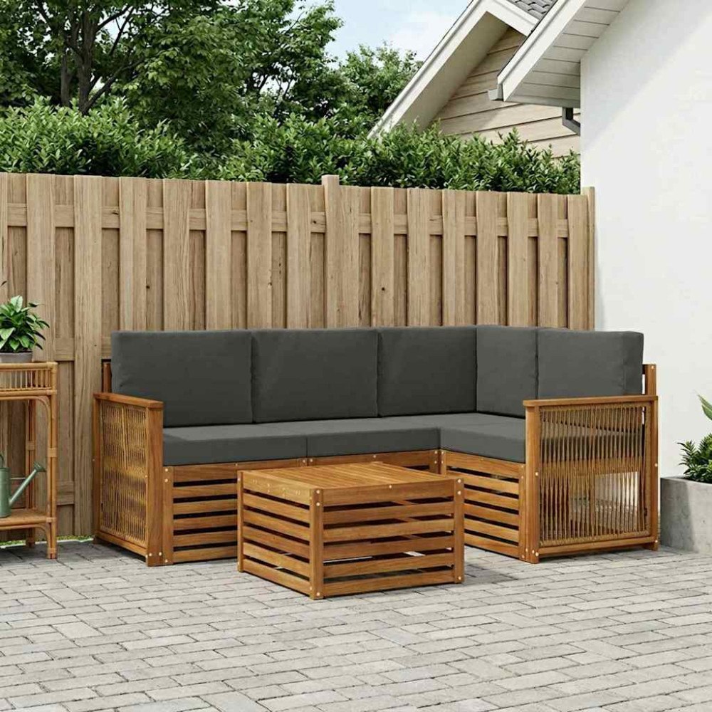 vidaXL Utomhussoffset 5 pcs Naturlig och Antracit 59 x 59 x 37 cm