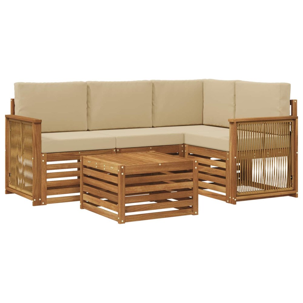 vidaXL Utomhussoffset 5 pcs Naturlig och Beige 59 x 59 x 37 cm