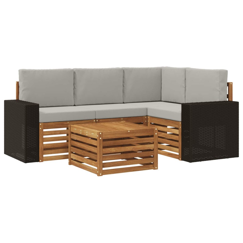 vidaXL Utomhussoffset 5 pcs Naturlig och ljusgrå 59 x 59 x 37 cm