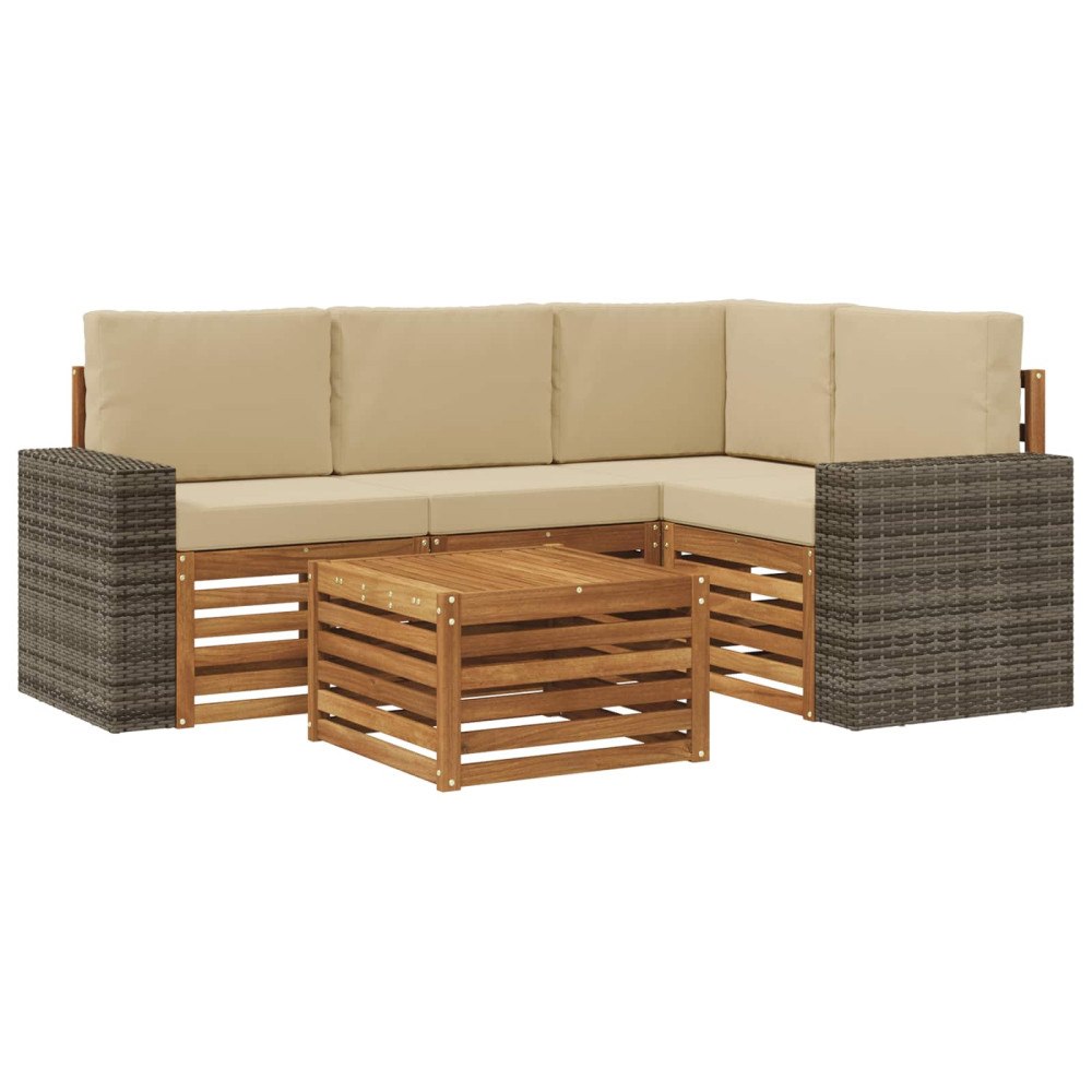vidaXL Utomhussoffset 5 pcs Naturlig och Beige 59 x 59 x 37 cm