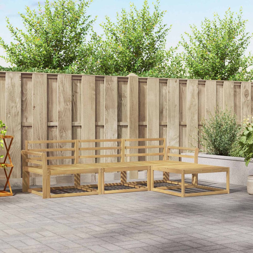 vidaXL Utomhussoffset 4 pcs Vit 254 x 162,5 x 73 cm Massivt Akaciaträ