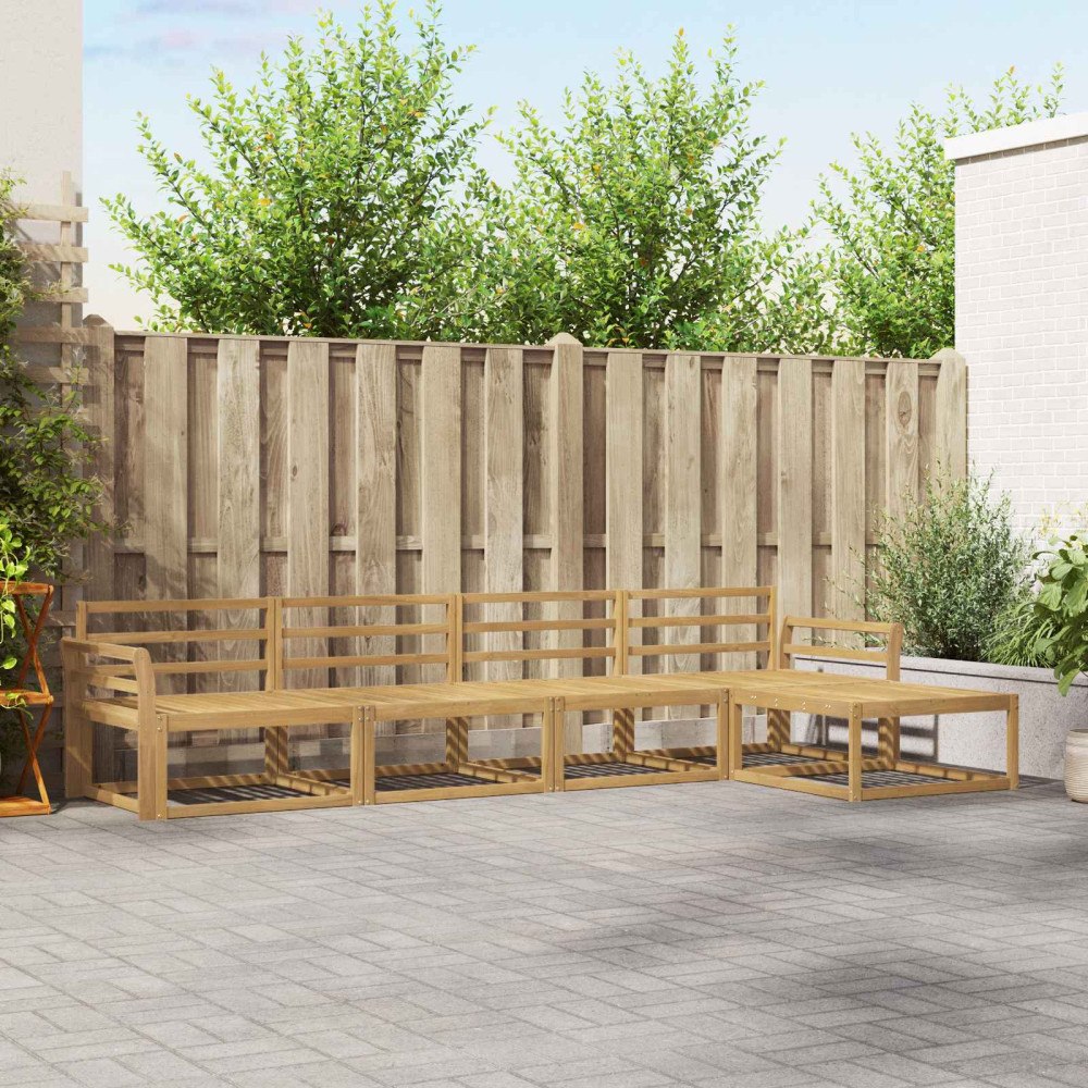 vidaXL Utomhussoffset 5 pcs Vit 333 x 162,5 x 73 cm Massivt Akaciaträ