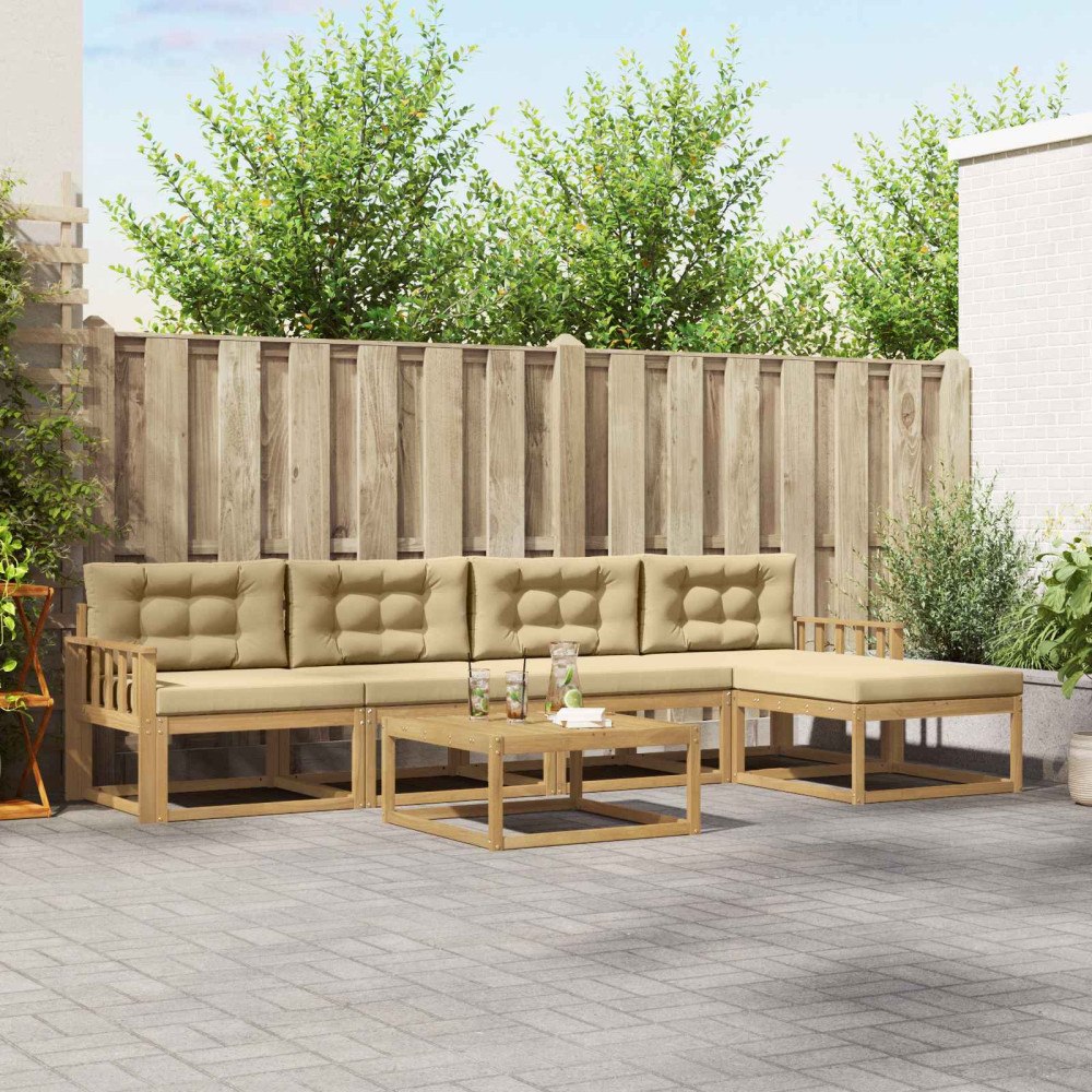 vidaXL Utomhussoffset 6 pcs Vit och Beige 79 x 79 x 37 cm Polyester