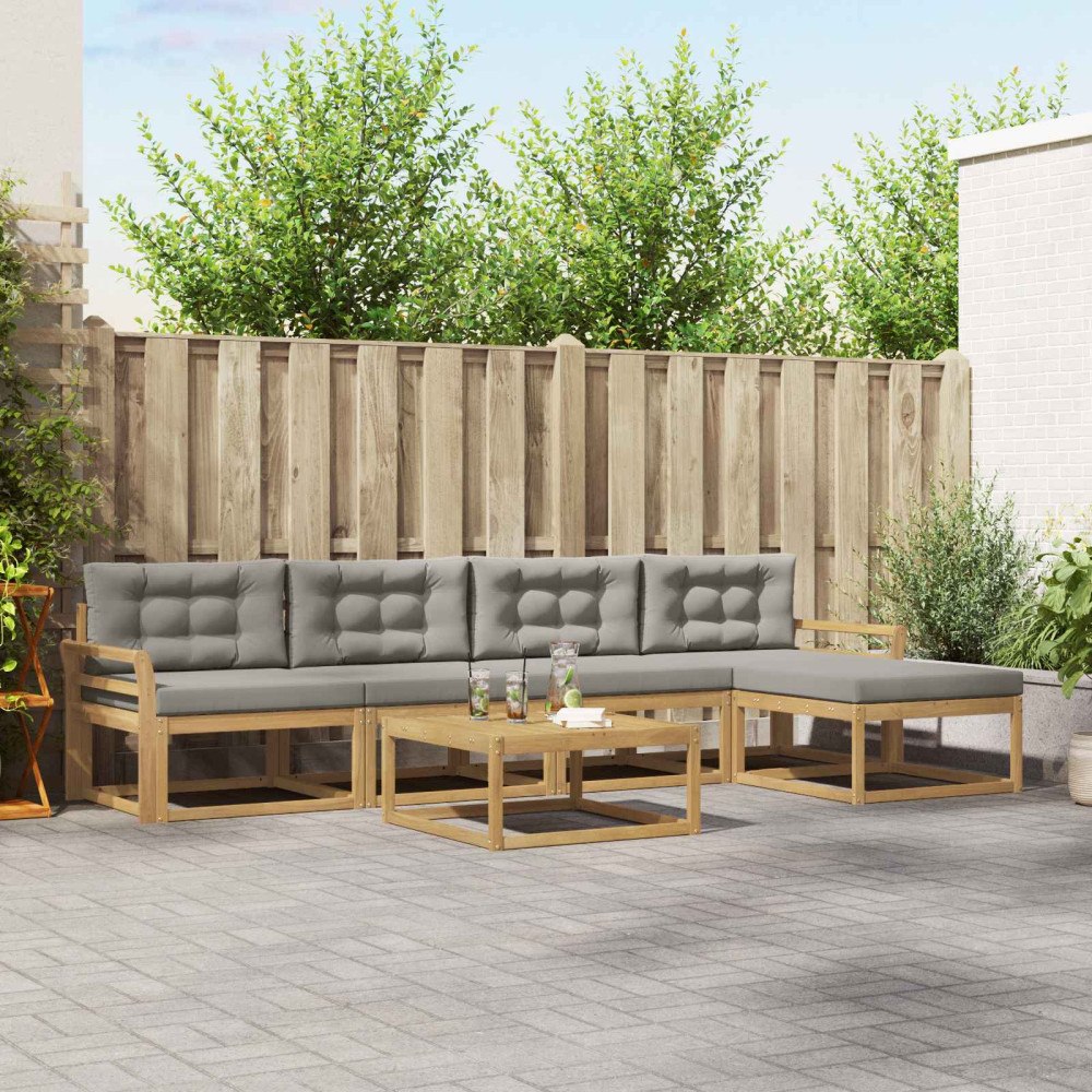 vidaXL Utomhussoffset 6 pcs Vit och ljusgrå 79 x 79 x 37 cm Polyester