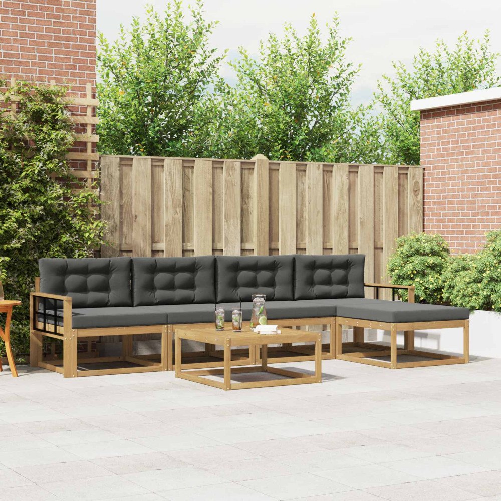 vidaXL Utomhussoffset 6 pcs Vit och antracit 79 x 79 x 37 cm Polyester