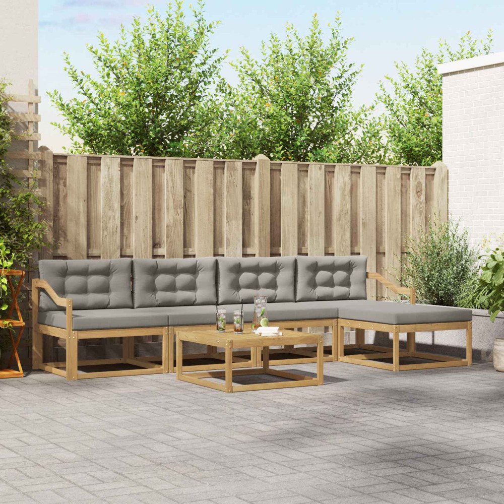 vidaXL Utomhussoffset 6 pcs Vit och ljusgrå 79 x 79 x 37 cm Polyester