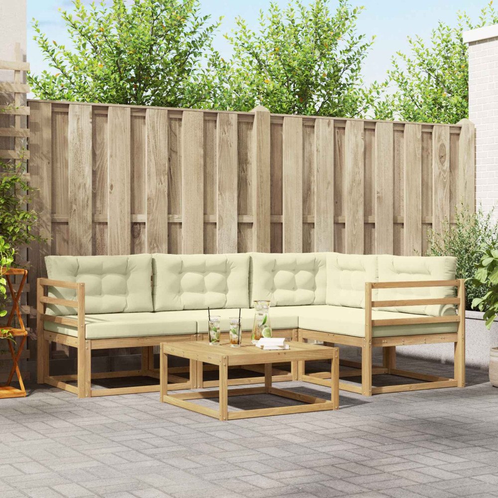 vidaXL Utomhussoffset 5 pcs Vit och grädde 79 x 79 x 37 cm Polyester