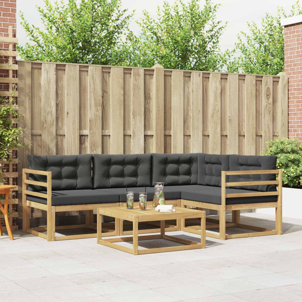 vidaXL Utomhussoffset 5 pcs Vit och antracit 79 x 79 x 37 cm Polyester