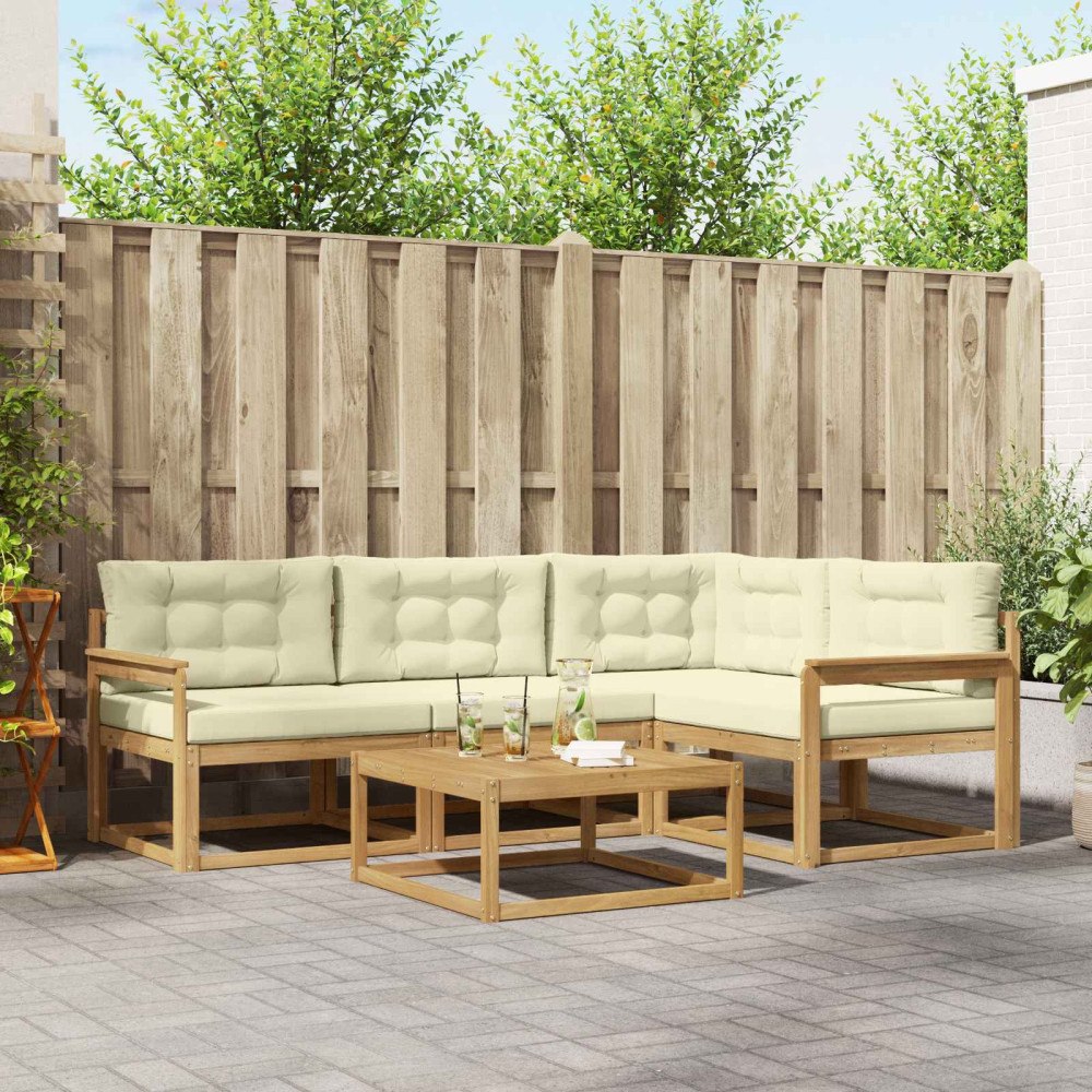 vidaXL Utomhussoffset 5 pcs Vit och grädde 79 x 79 x 37 cm Polyester