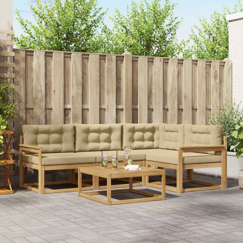 vidaXL Utomhussoffset 5 pcs Vit och Beige 79 x 79 x 37 cm Polyester