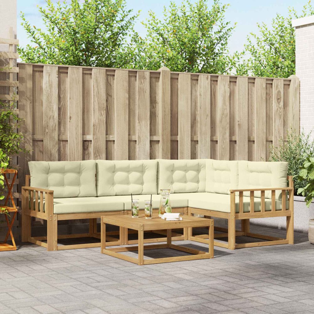vidaXL Utomhussoffset 5 pcs Vit och grädde 79 x 79 x 37 cm Polyester
