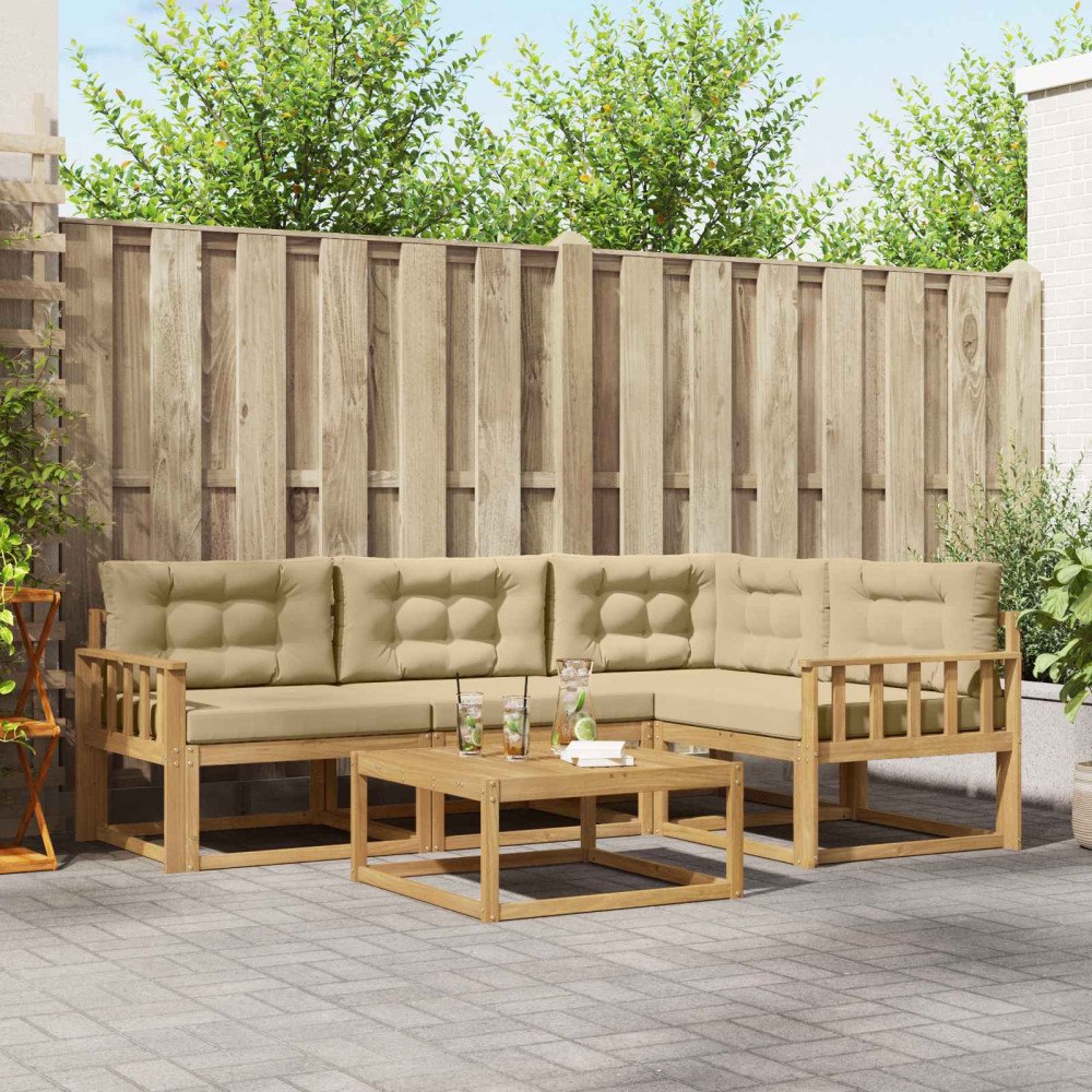 vidaXL Utomhussoffset 5 pcs Vit och Beige 79 x 79 x 37 cm Polyester