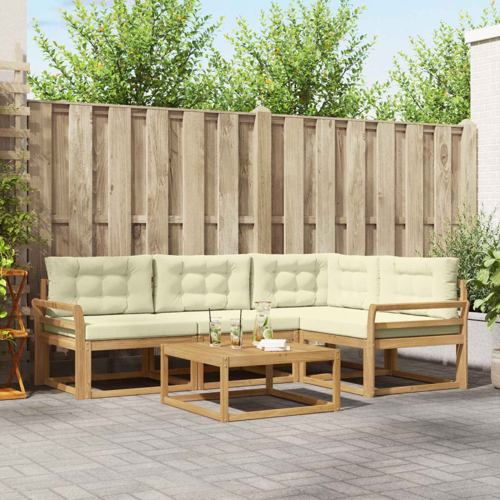 vidaXL Utomhussoffset 5 pcs Vit och grädde 79 x 79 x 37 cm Polyester