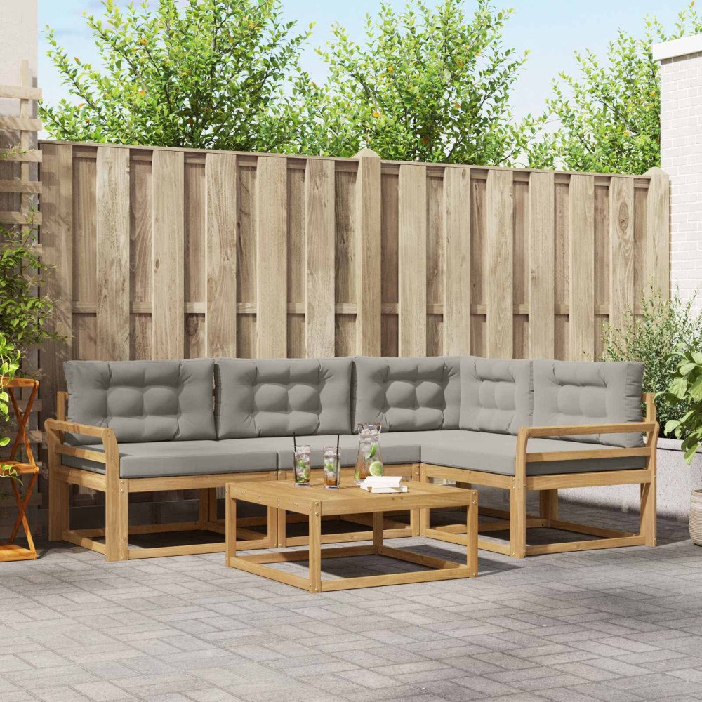 vidaXL Utomhussoffset 5 pcs Vit och ljusgrå 79 x 79 x 37 cm Polyester