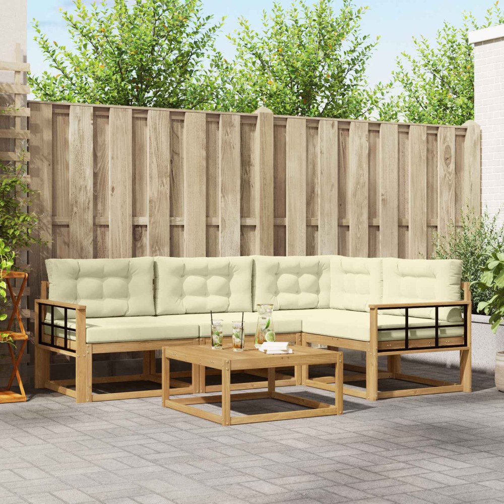 vidaXL Utomhussoffset 5 pcs Vit och grädde 79 x 79 x 37 cm Polyester