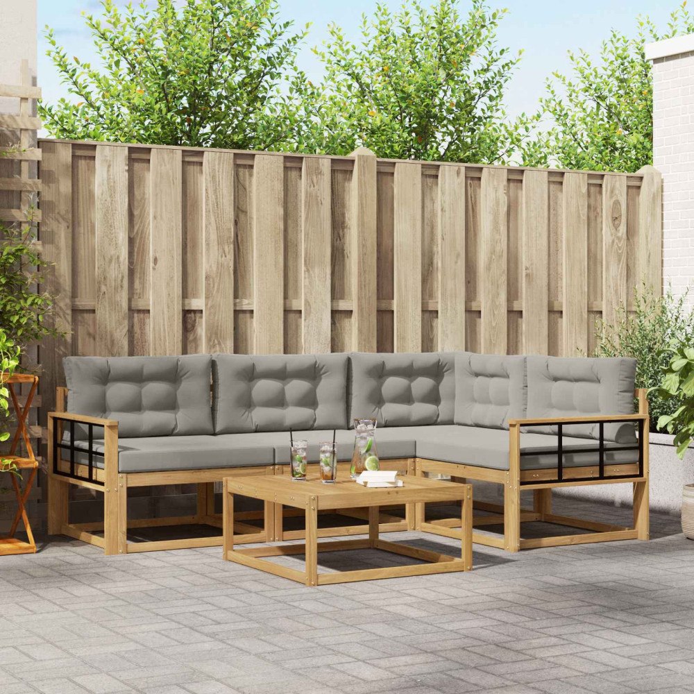 vidaXL Utomhussoffset 5 pcs Vit och ljusgrå 79 x 79 x 37 cm Polyester