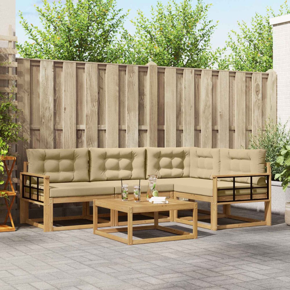 vidaXL Utomhussoffset 5 pcs Vit och Beige 79 x 79 x 37 cm Polyester