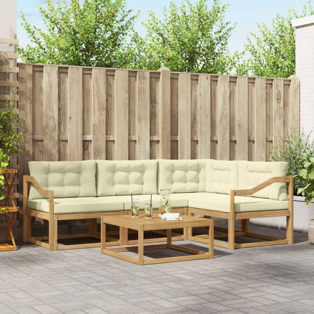vidaXL Utomhussoffset 5 pcs Vit och grädde 79 x 79 x 37 cm Polyester