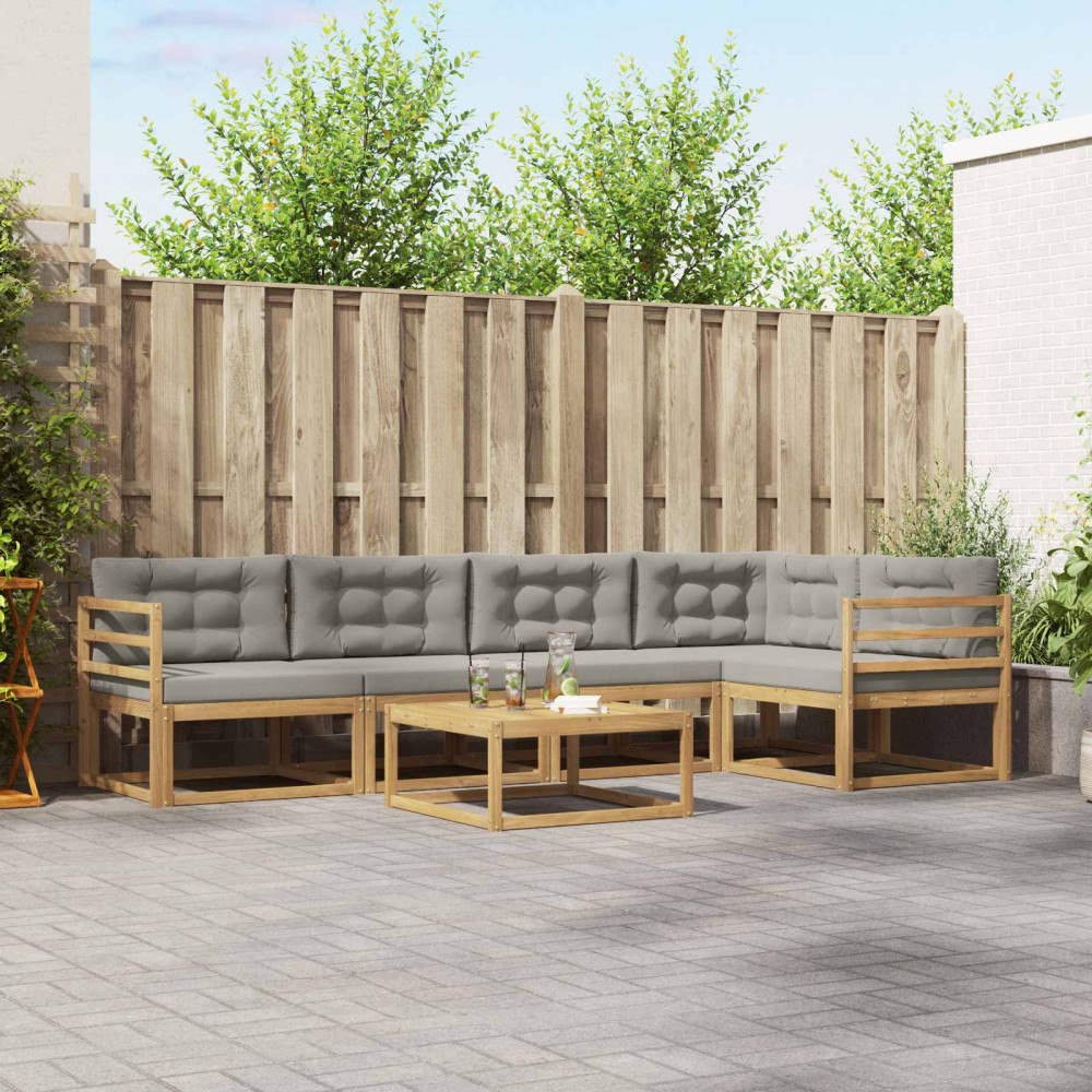 vidaXL Utomhussoffset 6 pcs Vit och ljusgrå 79 x 79 x 37 cm Polyester