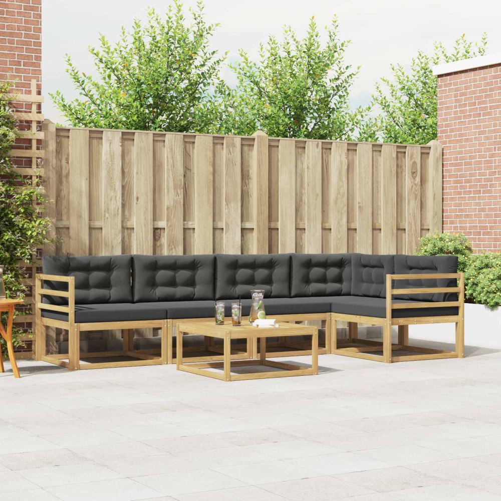 vidaXL Utomhussoffset 6 pcs Vit och antracit 79 x 79 x 37 cm Polyester