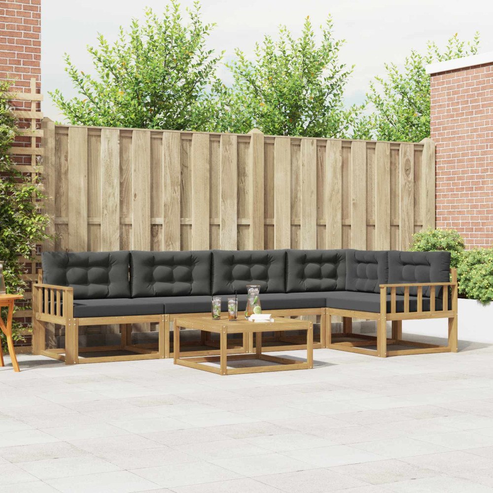 vidaXL Utomhussoffset 6 pcs Vit och antracit 79 x 79 x 37 cm Polyester