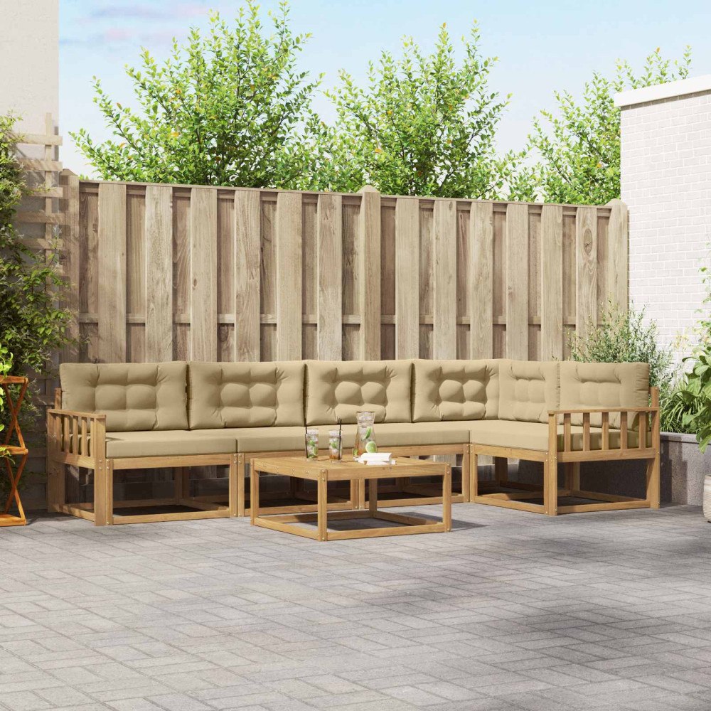 vidaXL Utomhussoffset 6 pcs Vit och Beige 79 x 79 x 37 cm Polyester