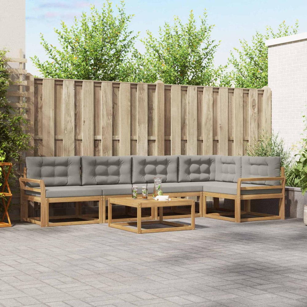 vidaXL Utomhussoffset 6 pcs Vit och ljusgrå 79 x 79 x 37 cm Polyester