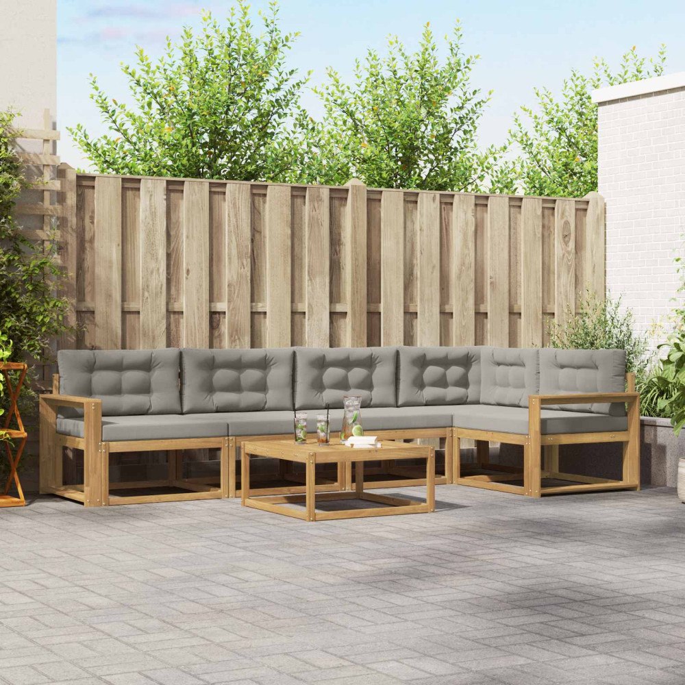 vidaXL Utomhussoffset 6 pcs Vit och ljusgrå 79 x 79 x 37 cm Polyester