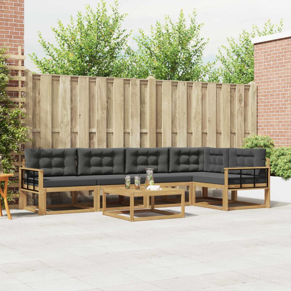 vidaXL Utomhussoffset 6 pcs Vit och antracit 79 x 79 x 37 cm Polyester