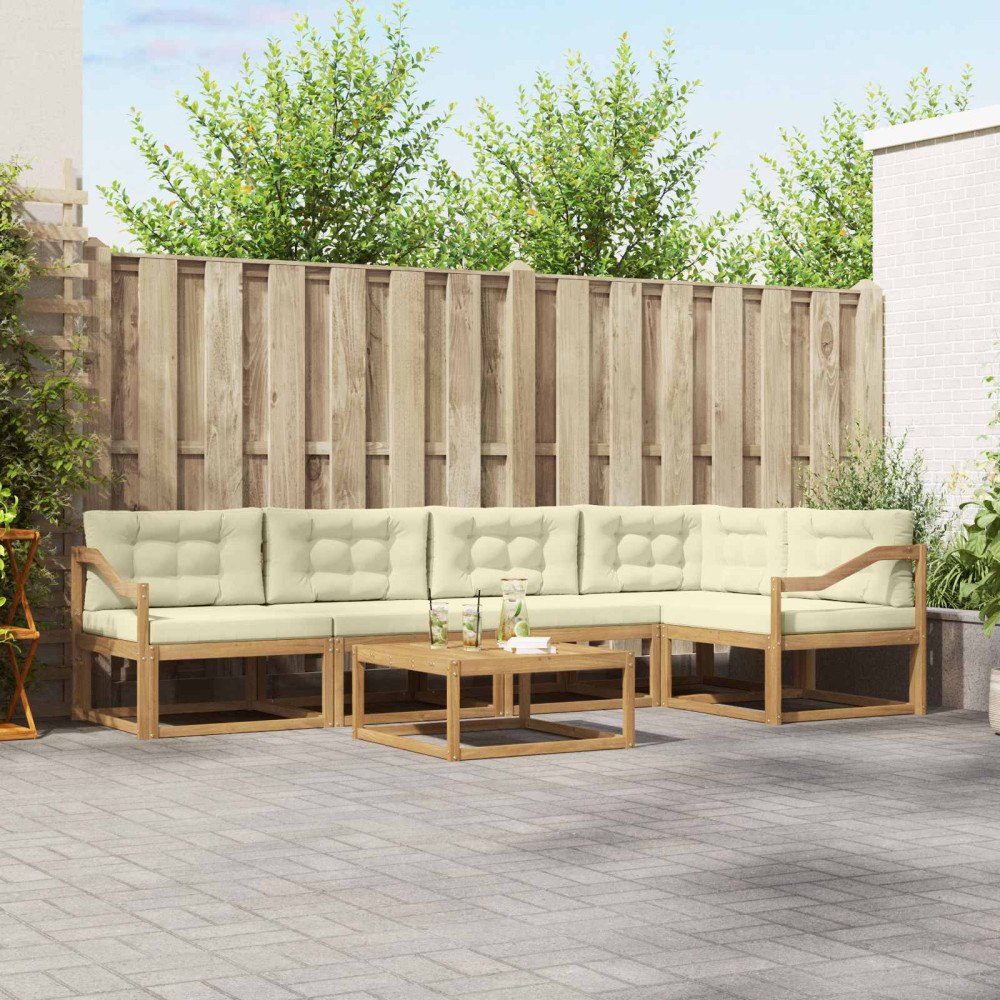 vidaXL Utomhussoffset 6 pcs Vit och grädde 79 x 79 x 37 cm Polyester