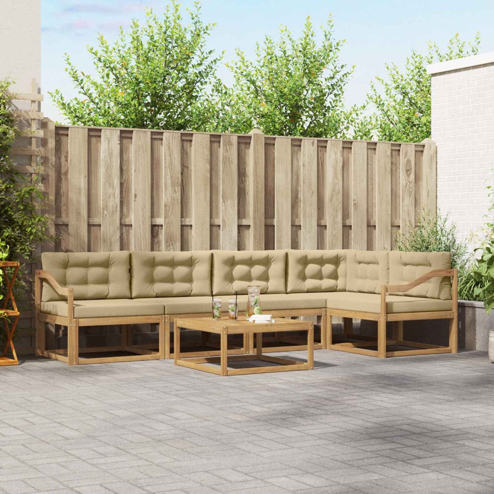 vidaXL Utomhussoffset 6 pcs Vit och Beige 79 x 79 x 37 cm Polyester